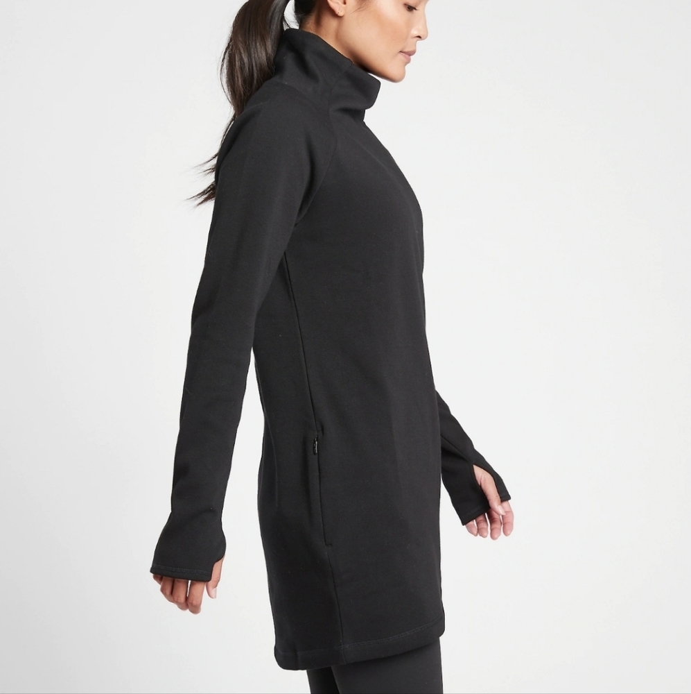 ATHLETA Cozy Karma Asym Sweatshirt Dress, XS, Black